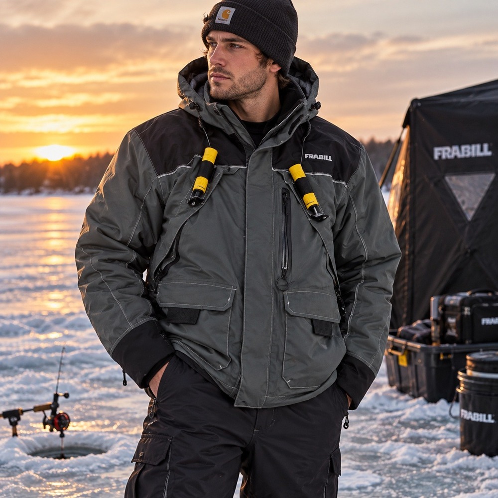 Frabill Jacket Mens Medium Grey I2 Ice Fishing Waterproof Coat Gorpcore